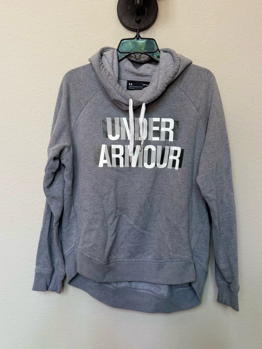 Under Armour Light Gray Pullover Hoodie with White Logo